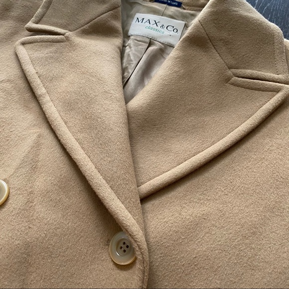NWOT MaxMara Max&Co. Wool and Cashmere Double Breasted Coat in Camel - Picture 9 of 14